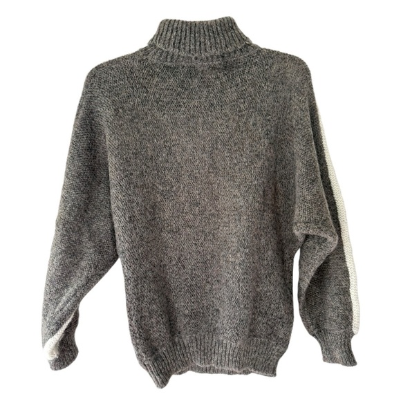 Vtg 80s White Stag Turtleneck Sweater Sz Small White Grey Drop Shoulder Pullover - Picture 5 of 6